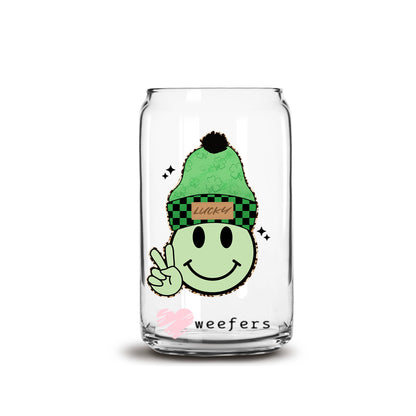 Lucky Smile St. Patrick's Day 16oz Libbey Glass Can UV DTF or Sublimation Cup Wrap - Decal Transfer - Weefers