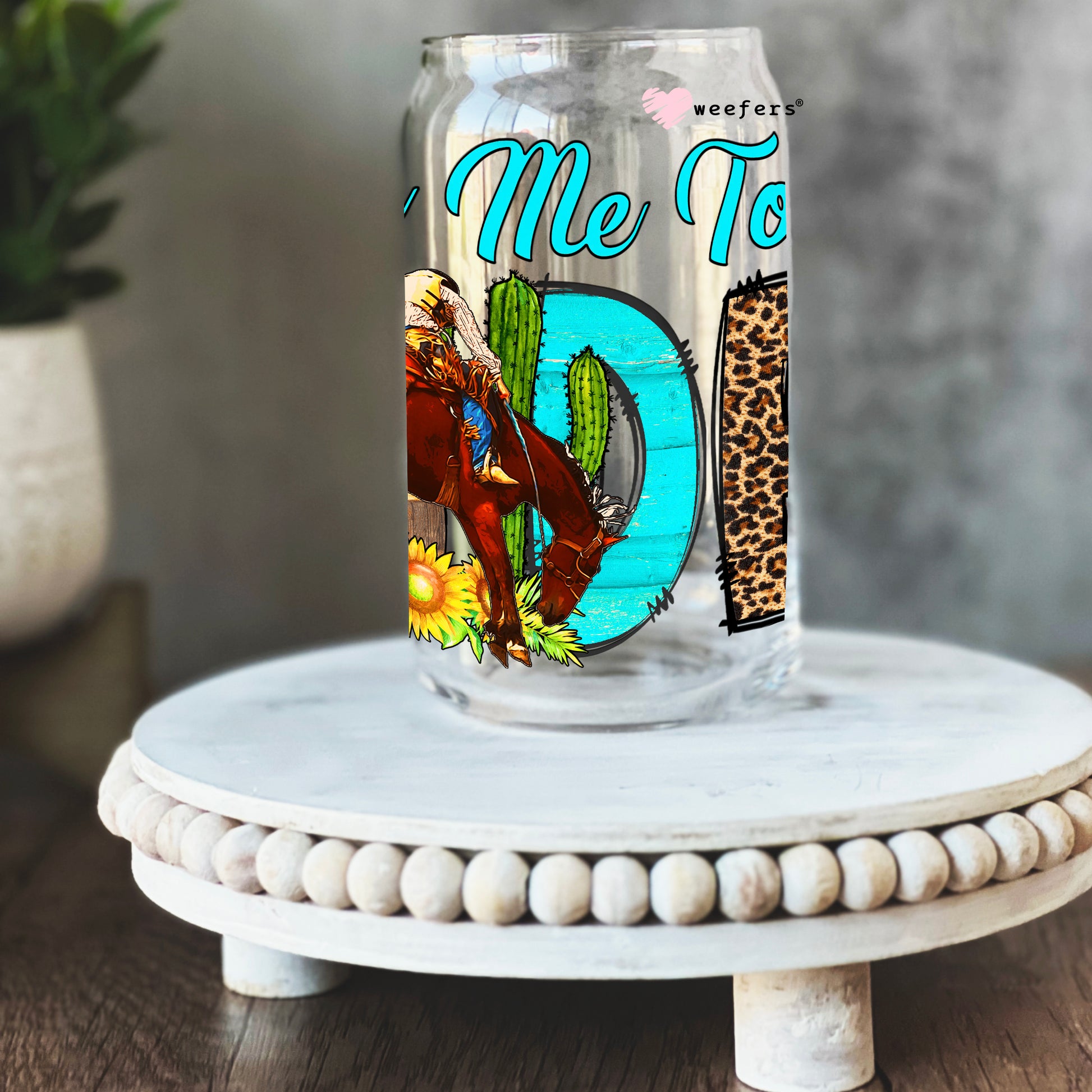 Take me to the Rodeo Western 16oz Libbey Glass Can UV DTF or Sublimation Wrap - Decal - Weefers