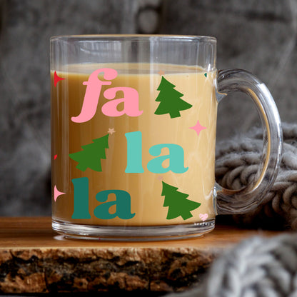 Fa la la Green and Red Christmas 11oz Coffee Mug UV DTF or Sublimation Wrap - Decal - Weefers