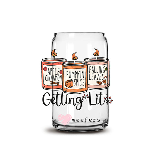 Getting Lit 16oz Libbey Glass Can UV DTF or Sublimation Wrap - Decal - Weefers