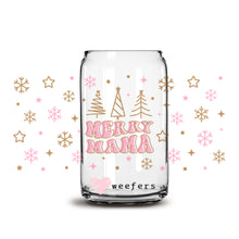 Load image into Gallery viewer, Merry Mama Pink Christmas Trees 16oz Libbey Glass Can UV-DTF or Sublimation Wrap - Decal
