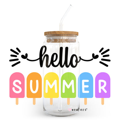 Hello Summer 20oz Libbey Glass Can, 34oz Hip Sip, 40oz Tumbler UV DTF or Sublimation Decal Transfer - Weefers