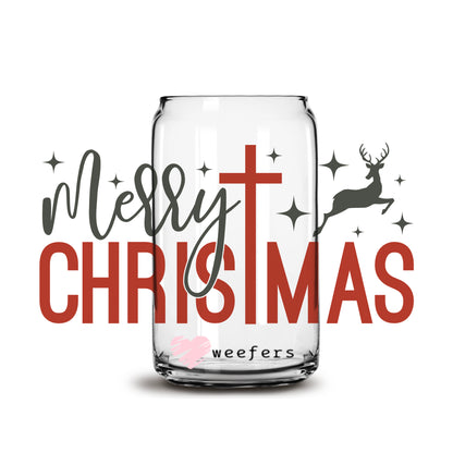 Merry Christmas Christian 16oz Libbey Glass Can UV DTF or Sublimation Wrap - Decal - Weefers