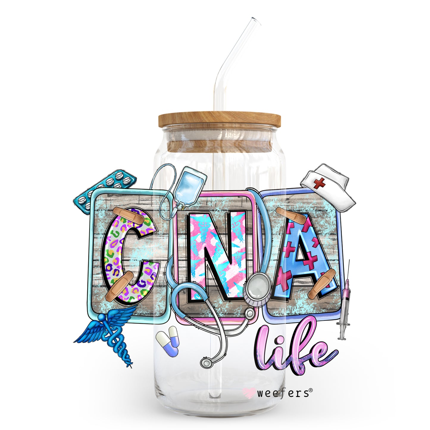 CNA Life 20oz Libbey Glass Can, 34oz Hip Sip, 40oz Tumbler UV DTF or Sublimation Decal Transfer - Weefers