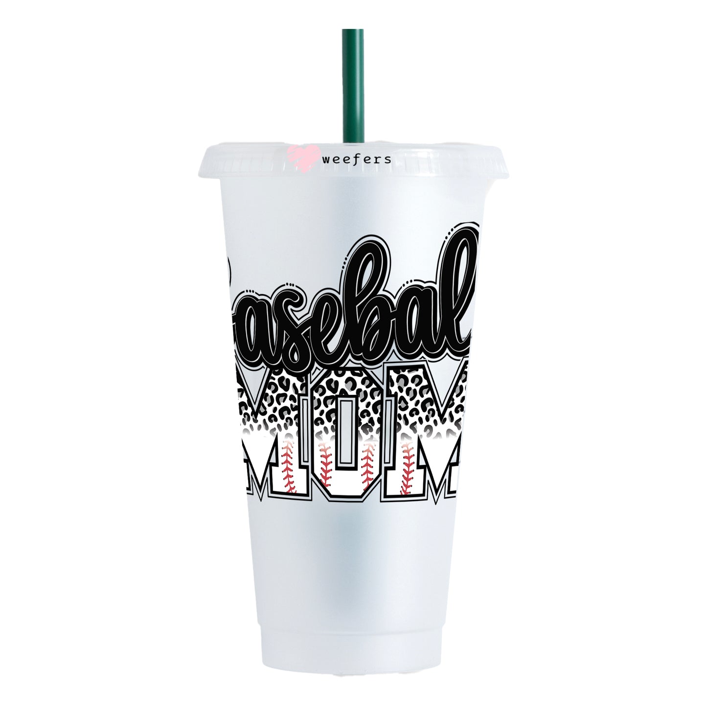 Baseball Mom Black Leopard 24oz UV DTF Cold Cup Wrap - Ready to apply Decal - Weefers