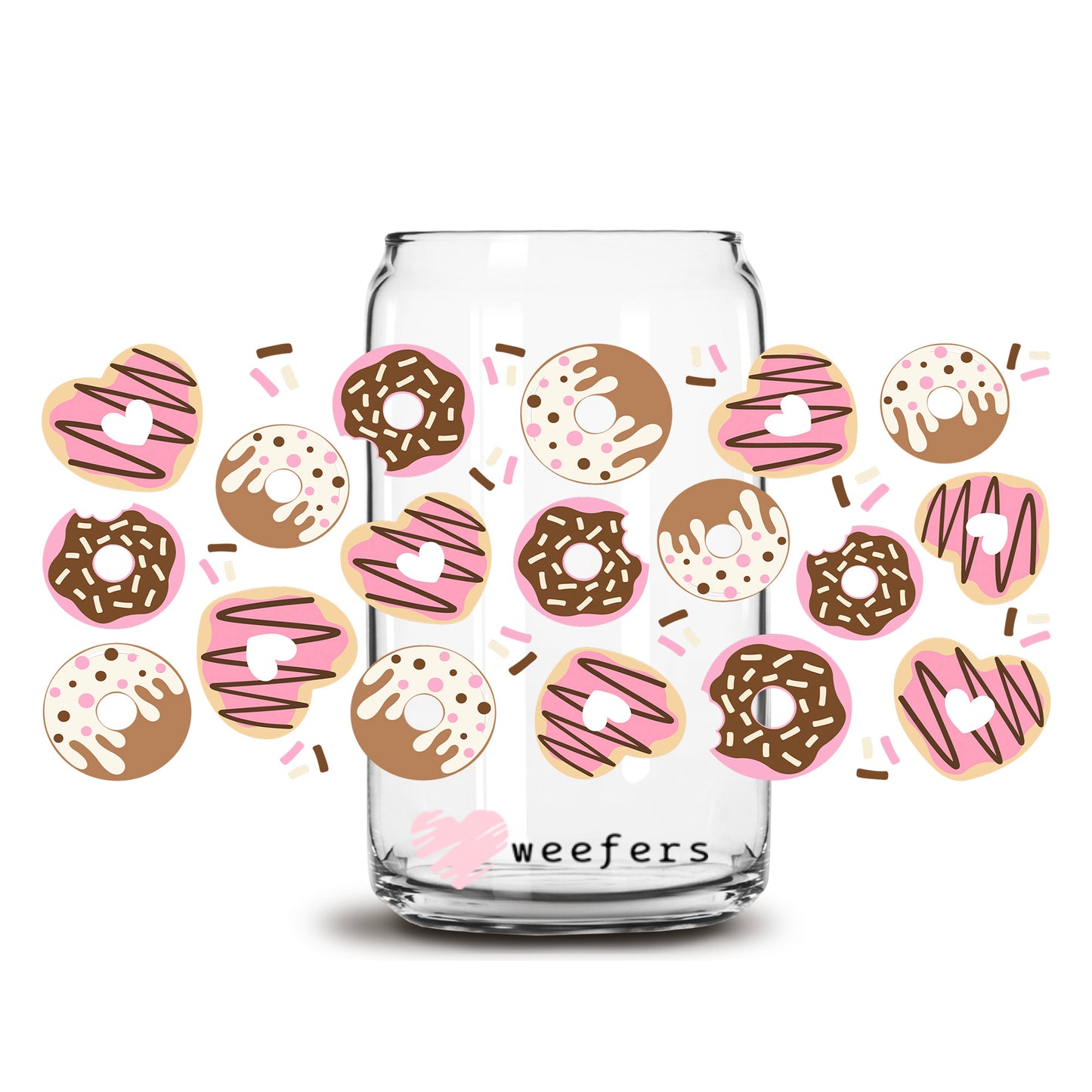 Frosted Donuts 16oz Libbey Glass Can UV DTF or Sublimation Cup Wrap - Decal Transfer - Weefers