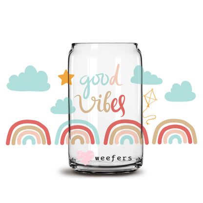 Good Vibes Boho Rainbows Libbey Glass Can UV DTF or Sublimation Wrap - Decal - Weefers