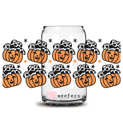 Happy Cowboy Pumpkins 16oz Libbey Glass Can UV DTF or Sublimation Wrap - Decal - Weefers