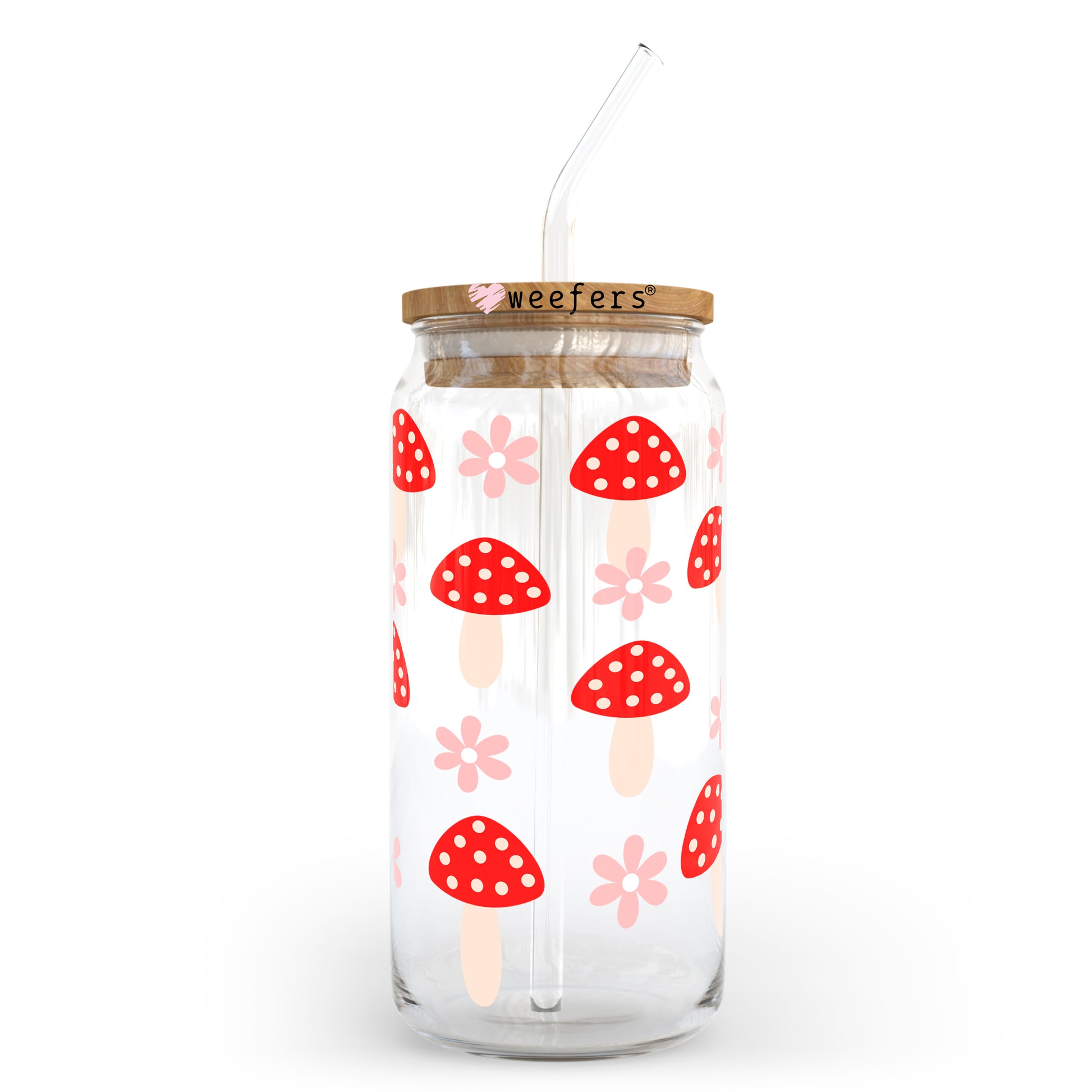 Mushroom Flowers 20oz Libbey Glass Can, 34oz Hip Sip, 40oz Tumbler UV DTF or Sublimation Decal Transfer - Weefers