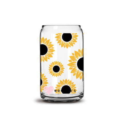 Sunflowers 16oz Libbey Glass Can UV DTF or Sublimation Wrap - Decal - Weefers