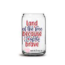 Load image into Gallery viewer, Land of the Free Because of the Brave 16oz Libbey Glass Can UV-DTF or Sublimation Wrap - Decal
