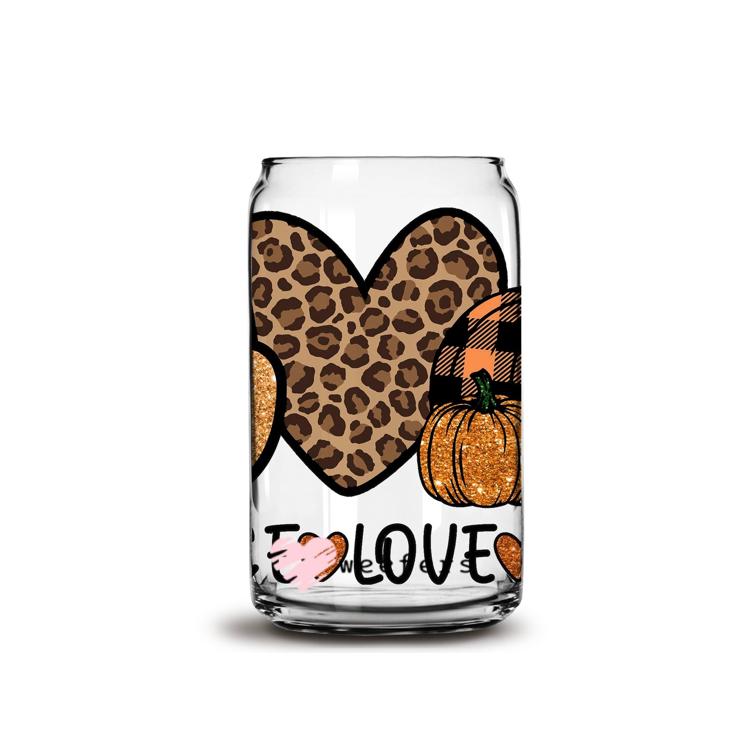 Peace Love Fall 16oz Libbey Glass Can UV DTF or Sublimation Wrap - Decal - Weefers