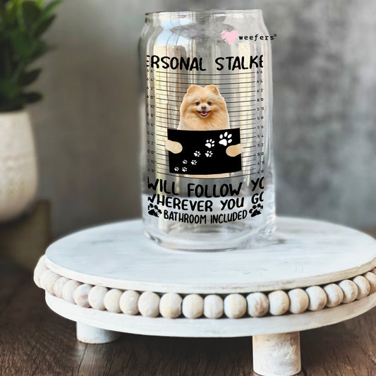 Pomeranian Mug shot 16oz Libbey Glass Can UV DTF or Sublimation Cup Wrap - Decal Transfer Weefers