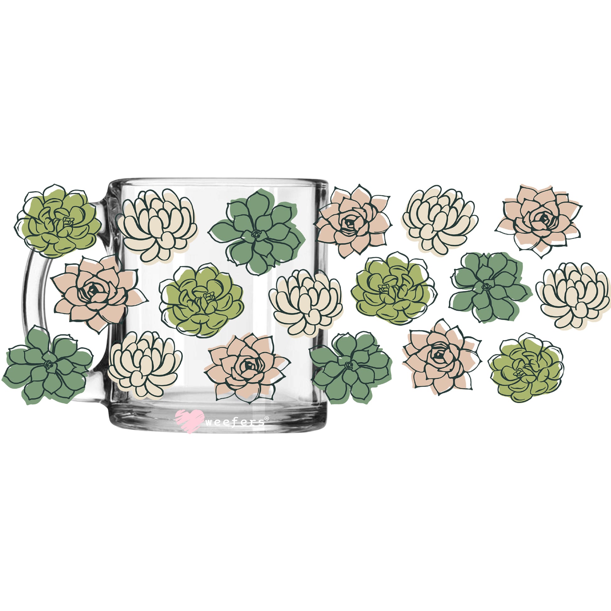 Green Succulent 11oz Coffee Mug UV DTF or Sublimation Wrap - Decal - Weefers