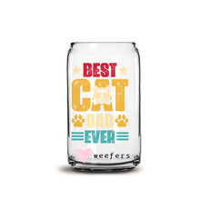 Load image into Gallery viewer, Father&#39;s Dad Best Cat Dad Ever 16oz Libbey Glass Can UV-DTF or Sublimation Wrap - Decal
