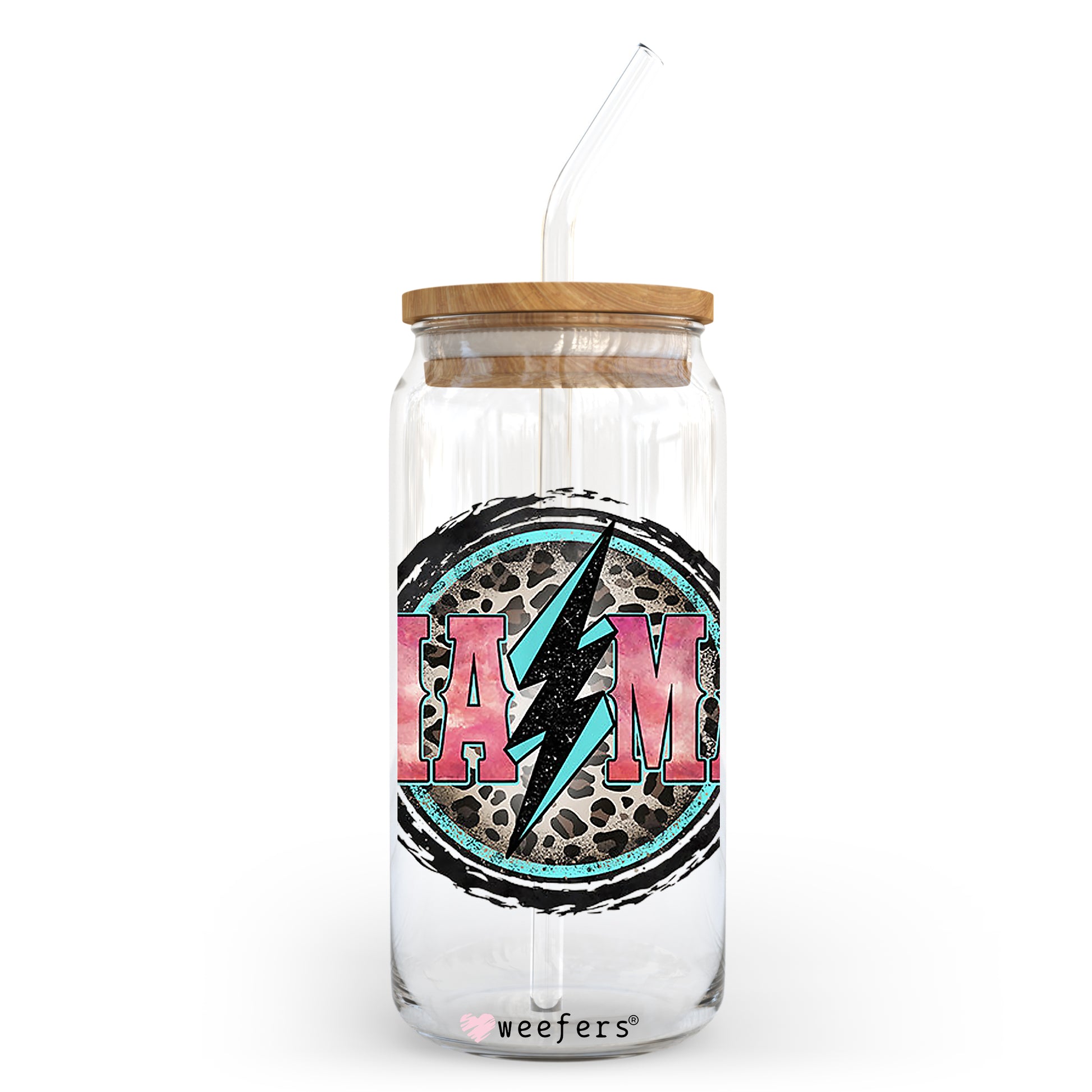 Mama Leopard Lightening 20oz Libbey Glass Can, 34oz Hip Sip, 40oz Tumbler UV DTF or Sublimation Decal Transfer - Weefers