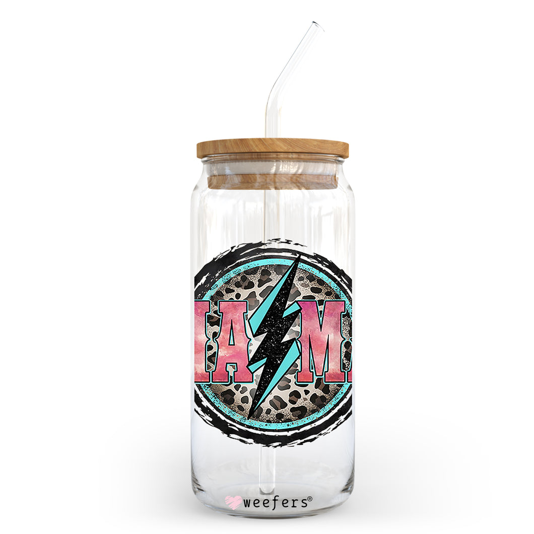 Mama Leopard Lightening 20oz Libbey Glass Can UV-DTF or Sublimation Wrap - Decal