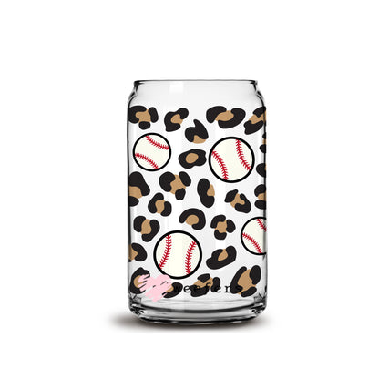 Leopard Baseball Libbey Glass Can Wrap UV DTF Sublimation Transfers - Weefers