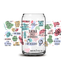 Load image into Gallery viewer, Teacher Daily Affirmations 16oz Libbey Glass Can UV-DTF or Sublimation Wrap - Decal
