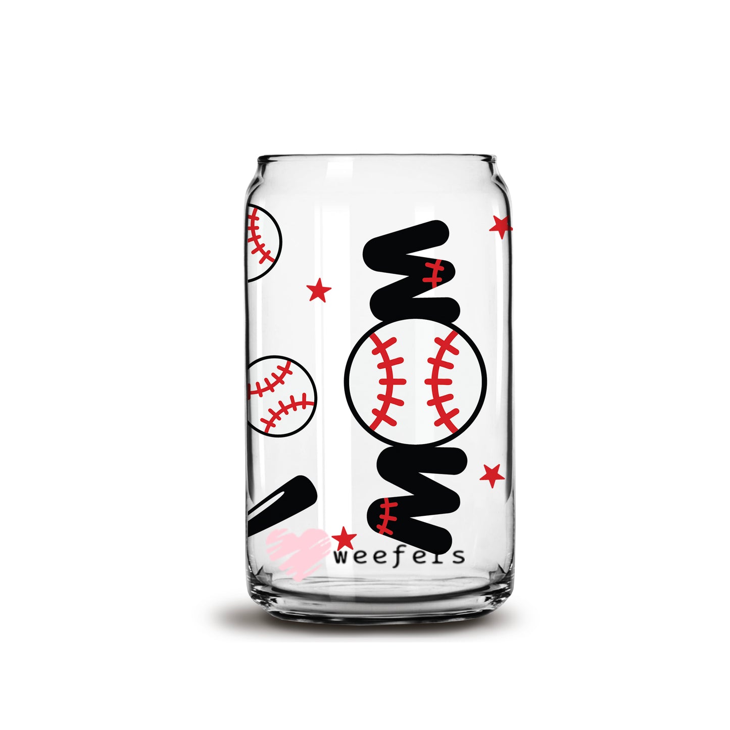 Baseball Mom Bats and Balls Libbey Glass Can UV DTF or Sublimation Wrap - Decal - Weefers