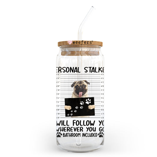 Pug MugShot 20oz Libbey Glass Can UV DTF or Sublimation Wrap - Decal Weefers