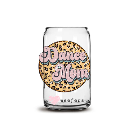 Retro Dance Mom Beige Leopard 16oz Libbey Glass Can UV DTF or Sublimation Cup Wrap - Decal Transfer - Weefers