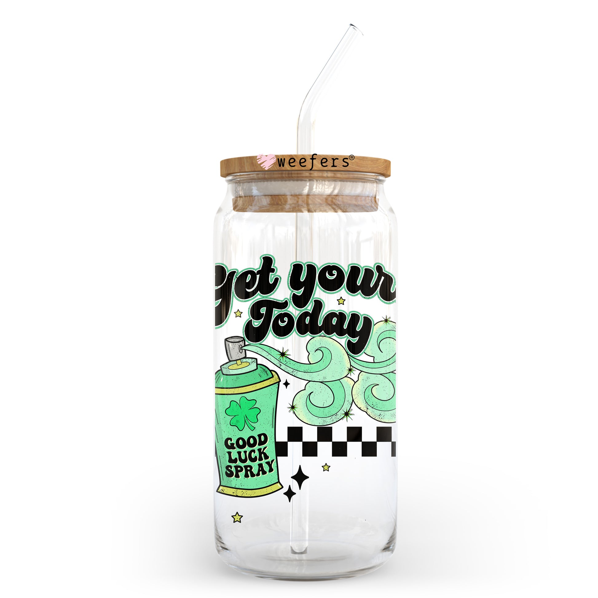 Lucky Spray St. Patrick's Day 20oz Libbey Glass Can UV DTF or Sublimation Wrap - Decal Transfer - Weefers