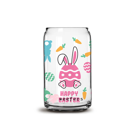 Happy Easter Bunny Eggs Libbey Glass Can UV DTF or Sublimation Wrap - Decal - Weefers