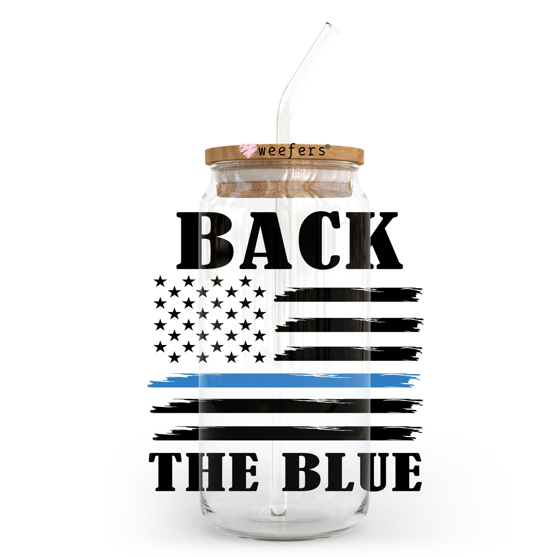 Back the Blue Police 20oz Libbey Glass Can, 34oz Hip Sip, 40oz Tumbler UV DTF or Sublimation Decal Transfer - Weefers