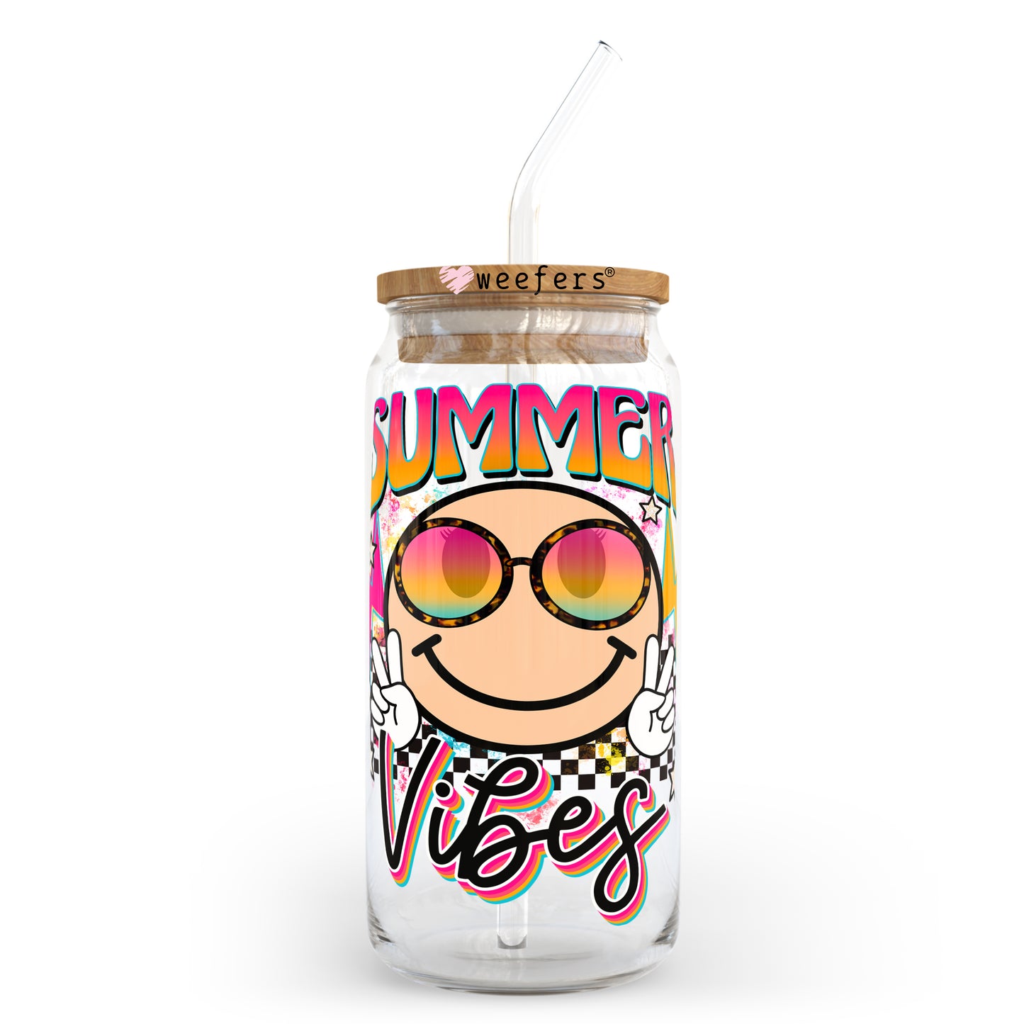 Summer Vibes Halloween 20oz Libbey Glass Can, 34oz Hip Sip, 40oz Tumbler UV DTF or Sublimation Decal Transfer - Weefers