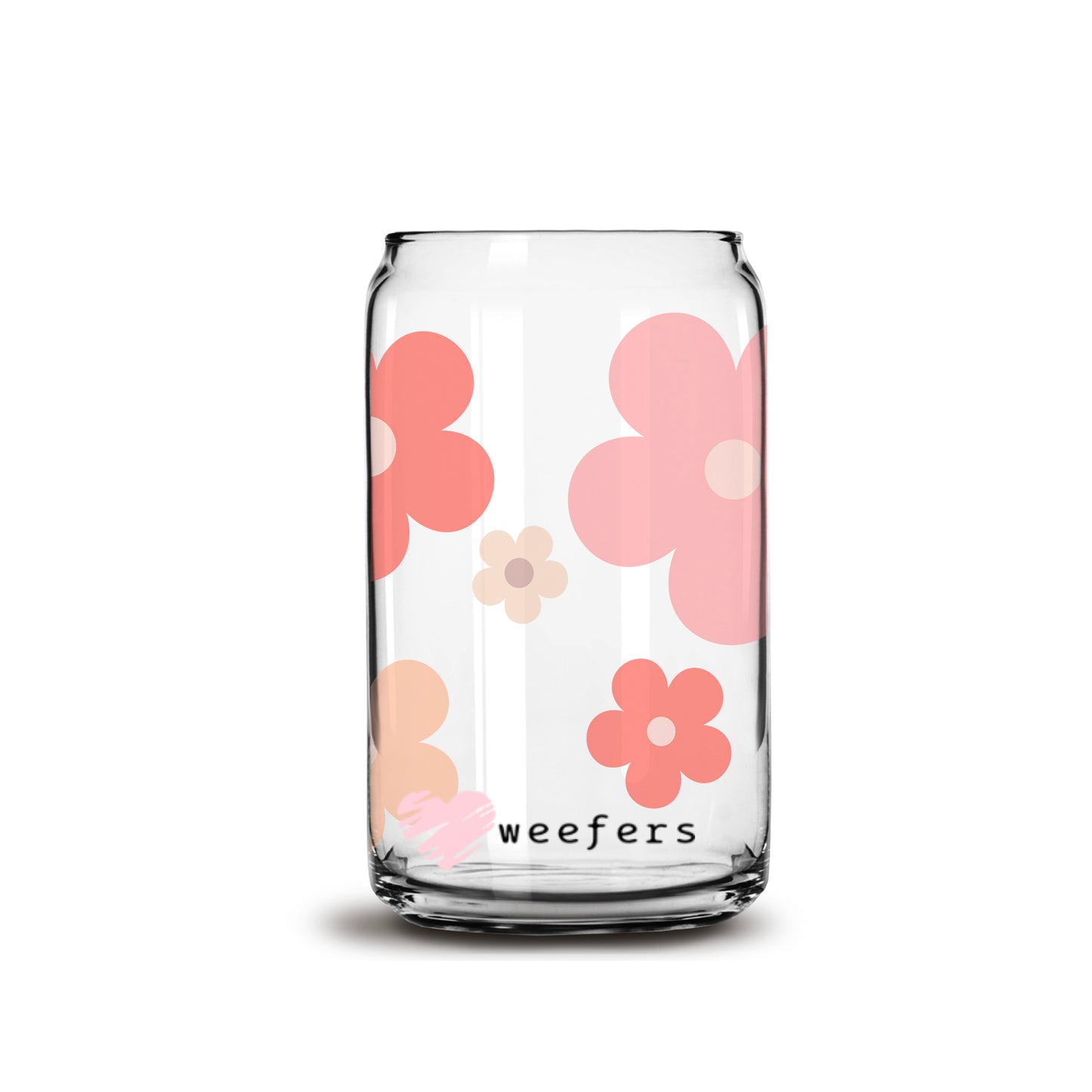 Retro Boho Flowers 16oz Libbey Glass Can UV DTF or Sublimation Wrap - Decal - Weefers