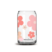 Load image into Gallery viewer, Retro Boho Flowers 16oz Libbey Glass Can UV-DTF or Sublimation Wrap - Decal
