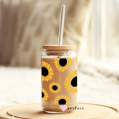 Sunflowers 16oz Libbey Glass Can UV DTF or Sublimation Wrap - Decal - Weefers