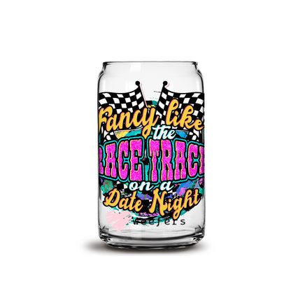 Fancy like the Racetrack on Date Night 16oz Libbey Glass Can UV DTF or Sublimation Wrap - Decal - Weefers