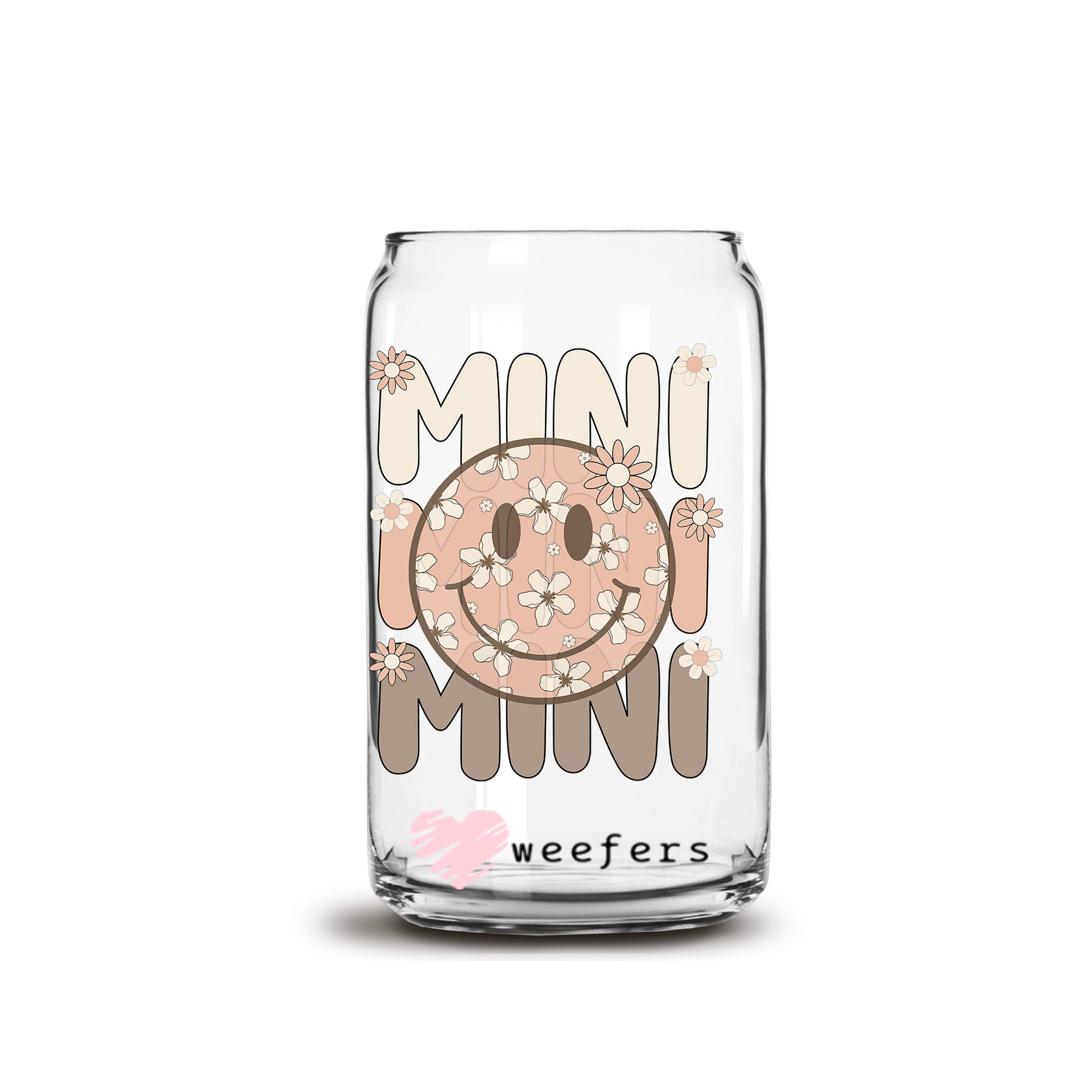 Mini Neutral 16oz Libbey Glass Can UV DTF or Sublimation Cup Wrap - Decal Transfer - Weefers