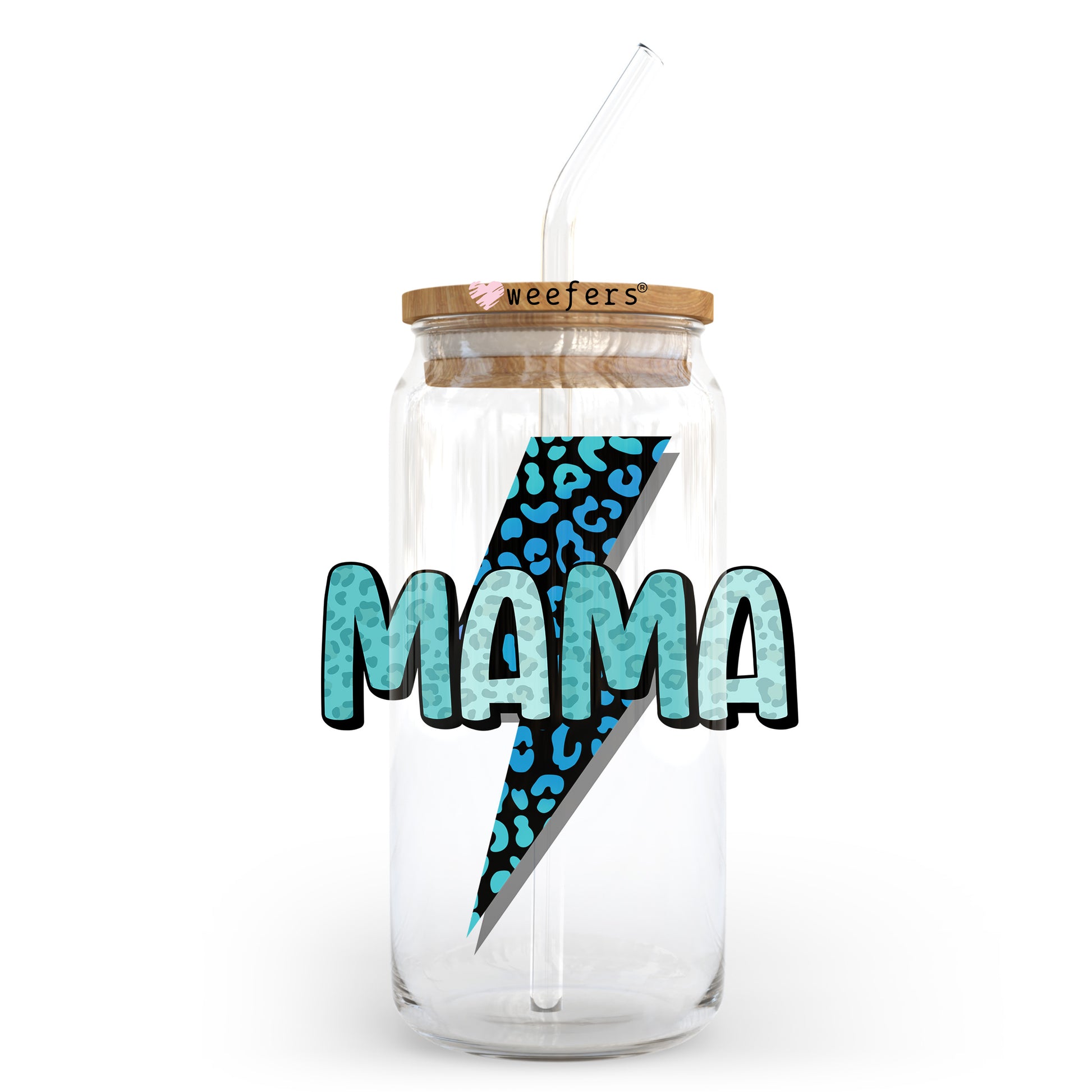 Blue Mama Lightening 20oz Libbey Glass Can UV DTF or Sublimation Wrap - Decal Transfer - Weefers