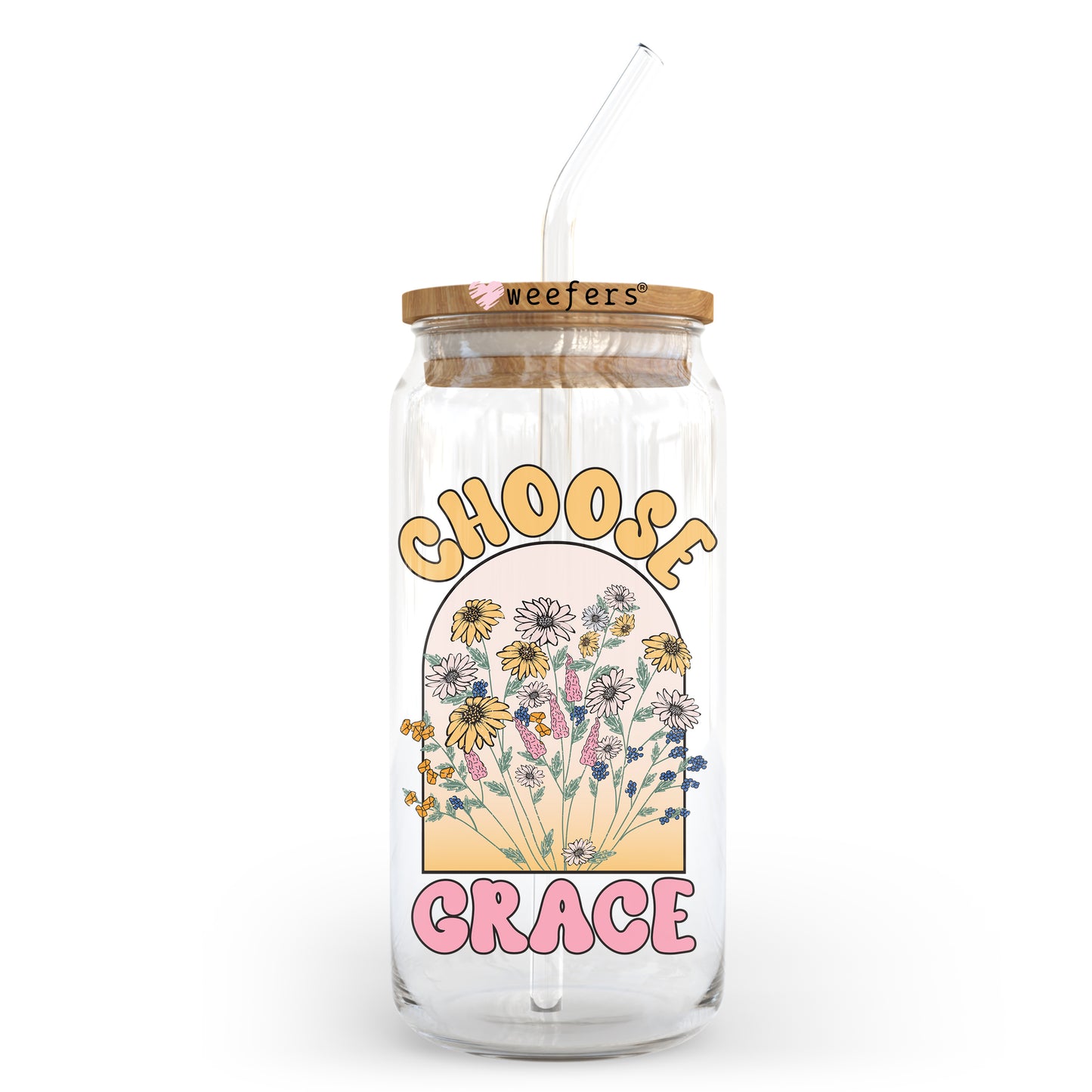 Choose Grace 20oz Libbey Glass Can UV DTF or Sublimation Wrap - Decal - Weefers