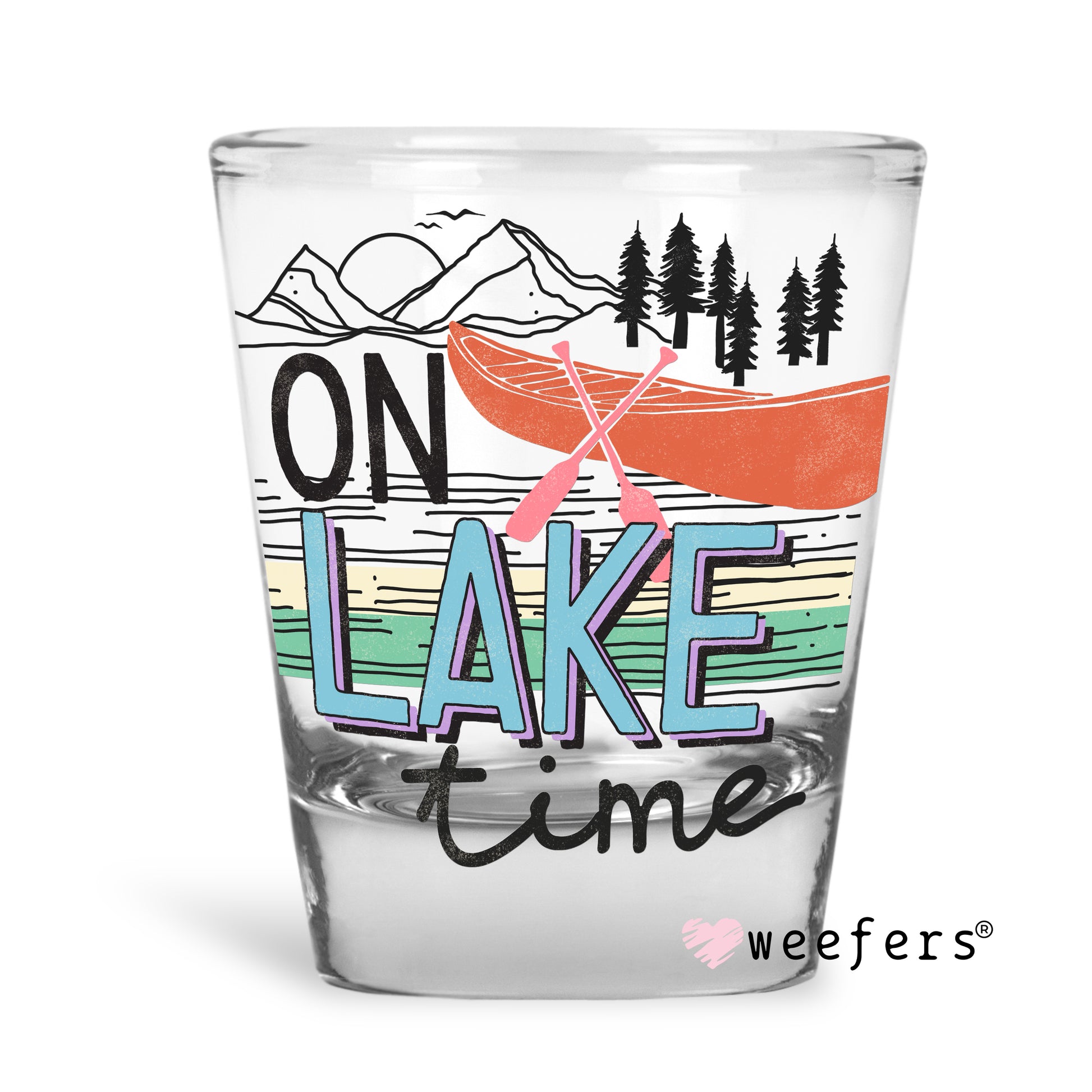 On Lake Time Shot Glass Short UV DTF or Sublimation Wrap - Decal - Weefers