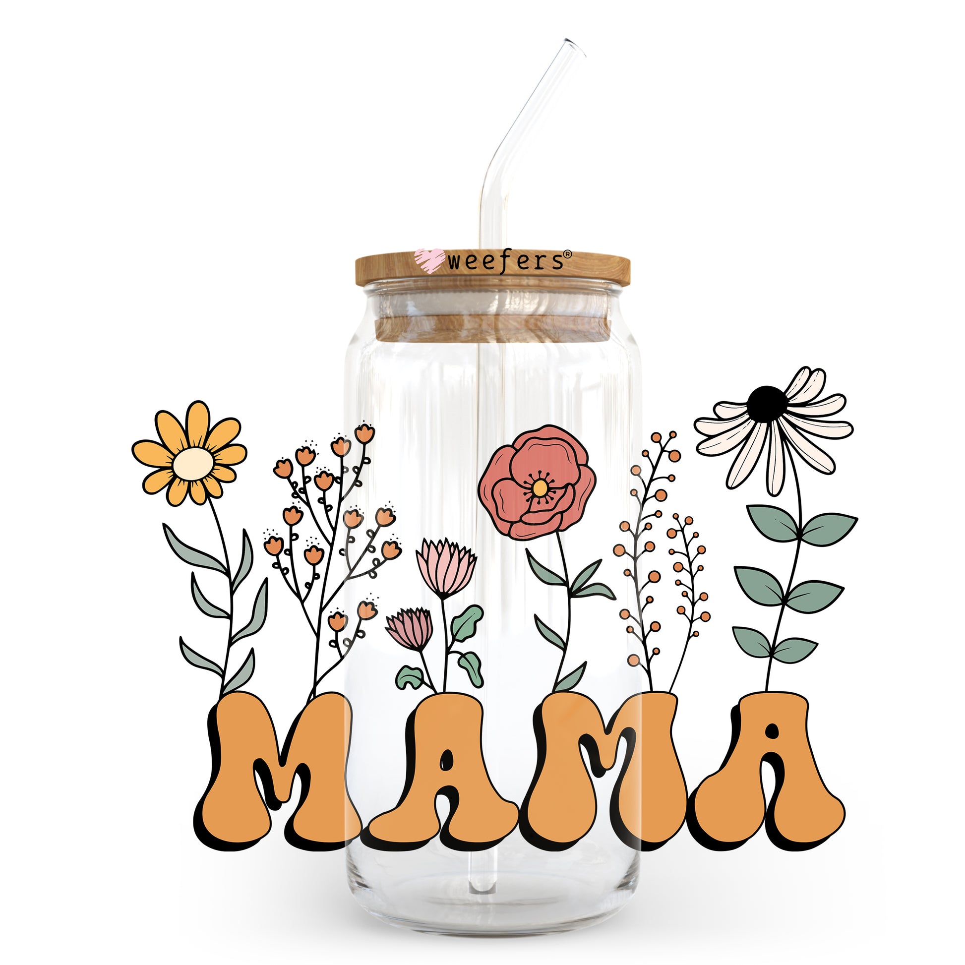 Mama Wildflowers 20oz Libbey Glass Can, 34oz Hip Sip, 40oz Tumbler UV DTF or Sublimation Decal Transfer - Weefers