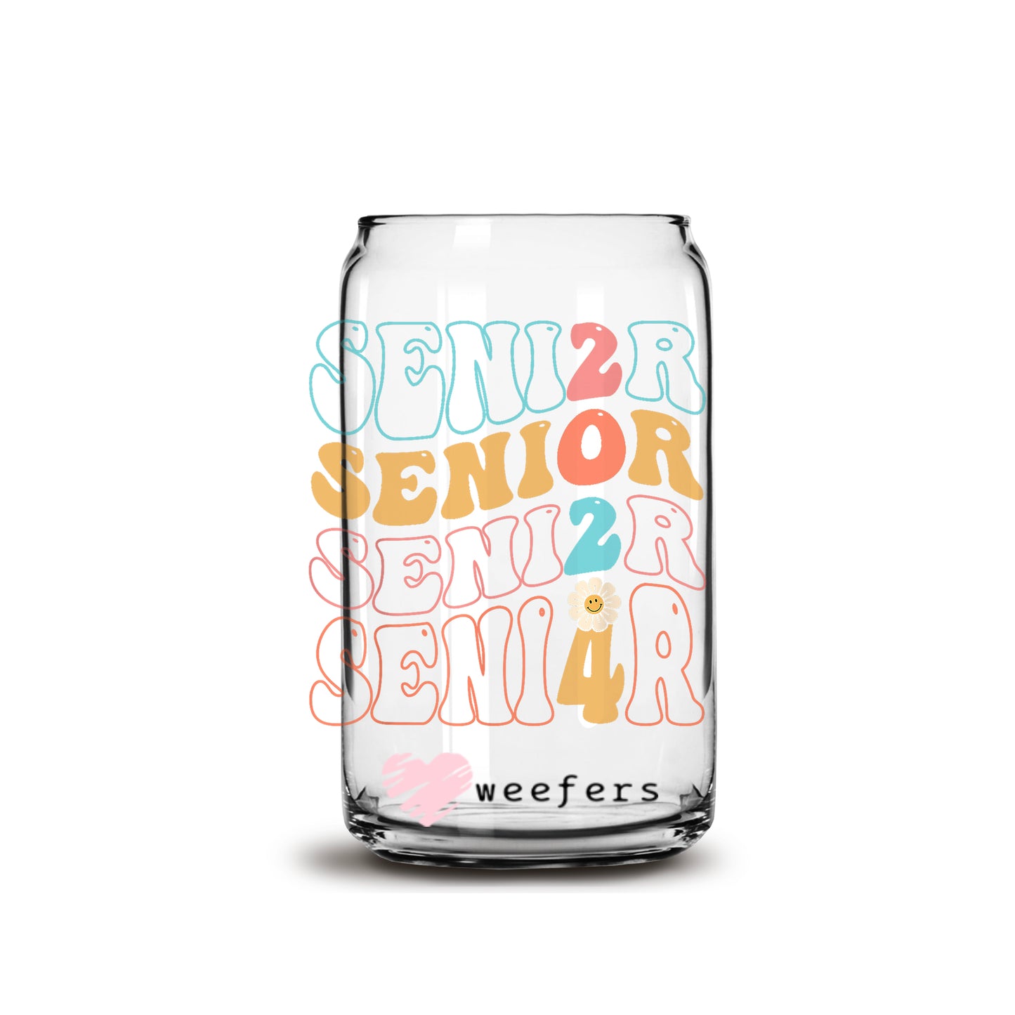 Retro Senior 24 16oz Libbey Glass Can UV DTF or Sublimation Wrap - Decal - Weefers