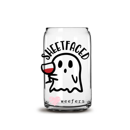 Sheetfaced Ghost Halloween 16oz Libbey Glass Can UV DTF or Sublimation Wrap - Decal - Weefers