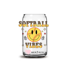 Load image into Gallery viewer, Softball Vibes 16oz Libbey Glass Can UV-DTF or Sublimation Wrap - Decal
