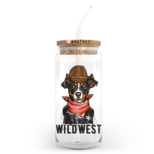 Wildwest Dog 20oz Libbey Glass Can UV DTF or Sublimation Wrap - Decal Transfer Weefers