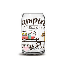 Load image into Gallery viewer, Camping is My Happy Place 16oz Libbey Glass Can UV-DTF or Sublimation Wrap - Decal
