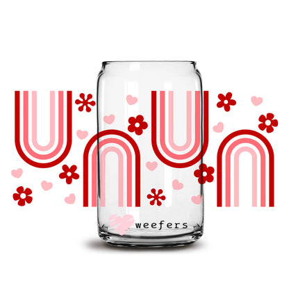 Valentine Red Abstract 16oz Libbey Glass Can UV DTF or Sublimation Cup Wrap - Decal Transfer - Weefers