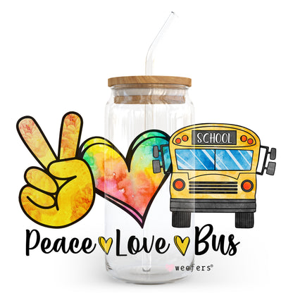 Peace Love Bus Driver 20oz Libbey Glass Can, 34oz Hip Sip, 40oz Tumbler UV DTF or Sublimation Decal Transfer - Weefers