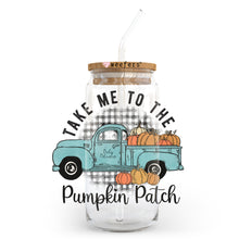 Load image into Gallery viewer, Take me to the Pumpkin Patch Fall 20oz Libbey Glass Can, 34oz Hip Sip, 40oz Tumbler UVDTF or Sublimation Decal Transfer
