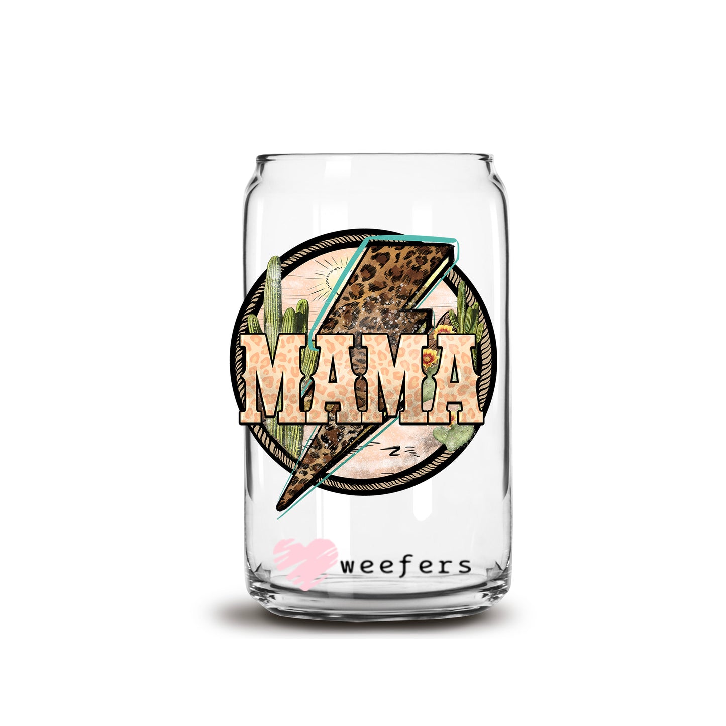 Mama Aztec Circle 16oz Libbey Glass Can UV DTF or Sublimation Cup Wrap - Decal Transfer - Weefers