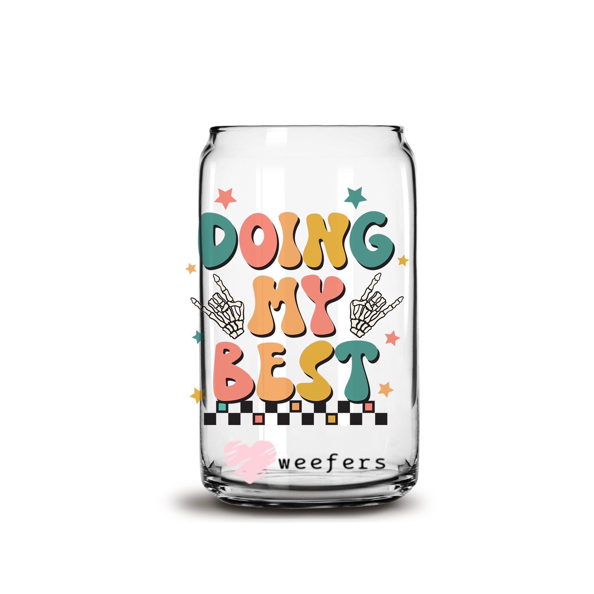 Doing My Best Groovy 16oz Libbey Glass Can UV DTF or Sublimation Cup Wrap - Decal Transfer - Weefers