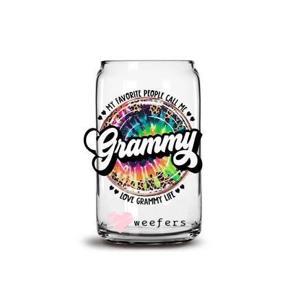 Love Grammy Life Tie Dye 16oz Libbey Glass Can UV DTF or Sublimation Cup Wrap - Decal Transfer - Weefers